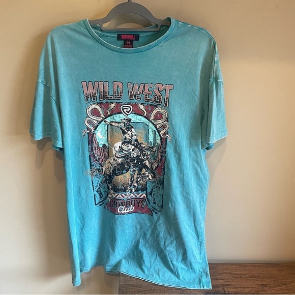 - Rock and Roll Denim Graphic Tshirt Dress - Picture 1 of 8